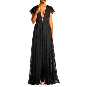 Aidan by Aidan Mattox
Plunging V-Neck Flutter Sleeve Gown